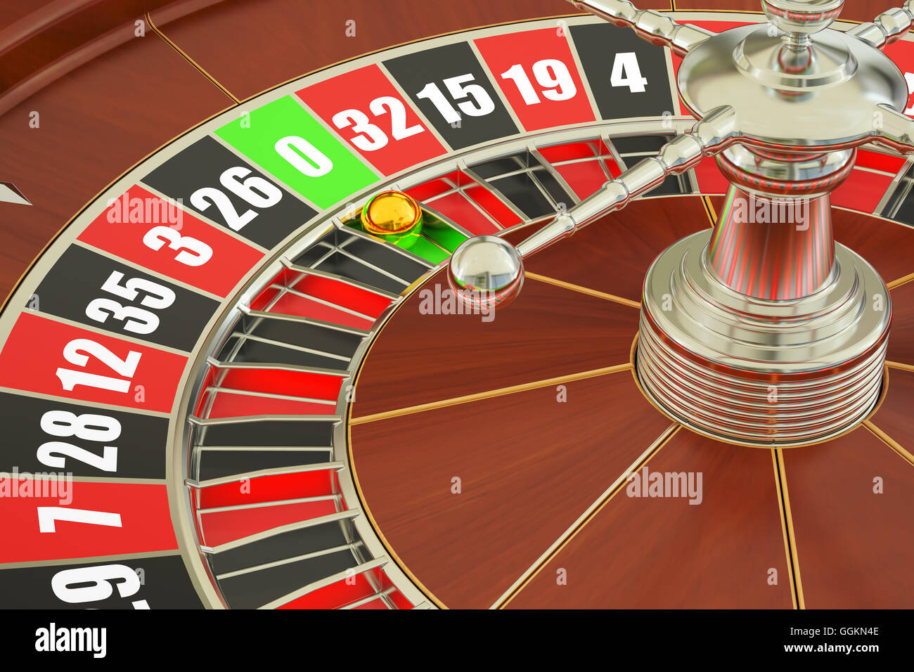 Casino roulette, closeup. Il rendering 3D Foto Stock