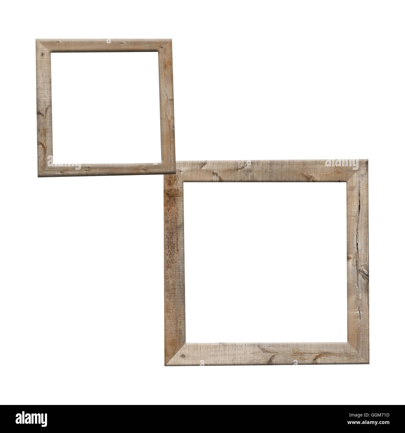 Il vecchio telaio di legno isolato su sfondo bianco. Foto Stock