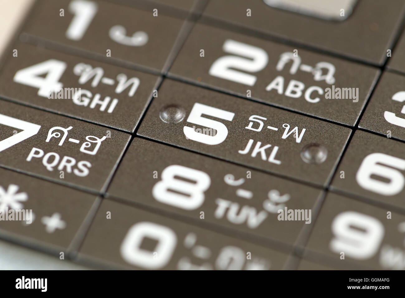 Tastierino di un numero di telefono cellulare per un background design tecnologia. Foto Stock