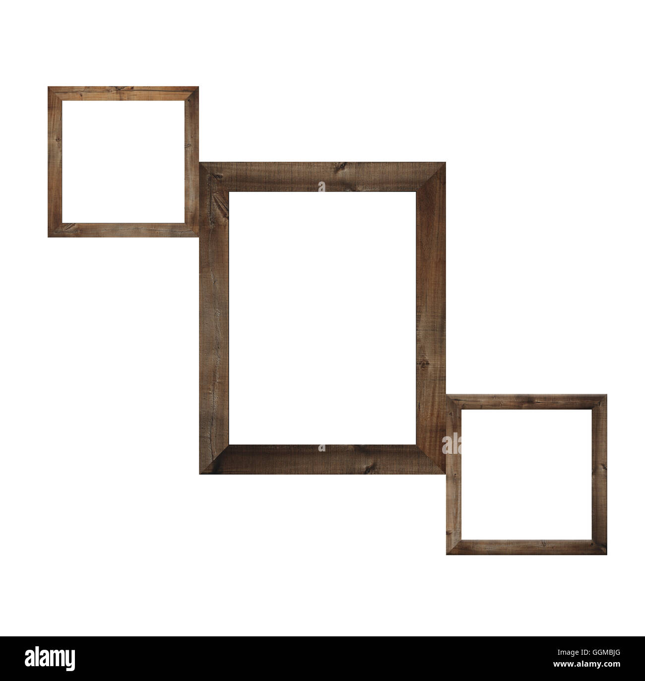 Il vecchio telaio di legno isolato su sfondo bianco. Foto Stock