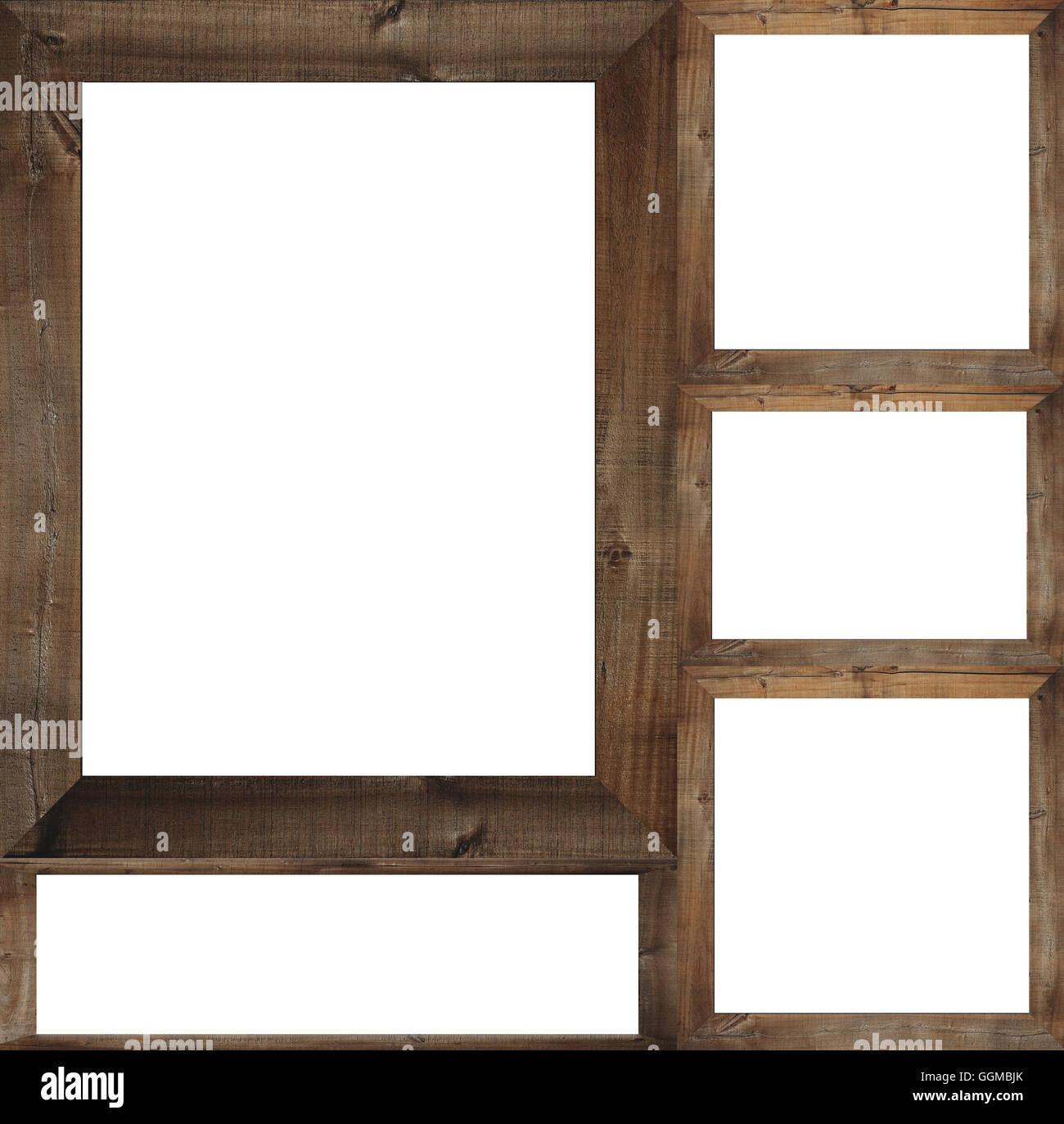 Il vecchio telaio di legno isolato su sfondo bianco. Foto Stock