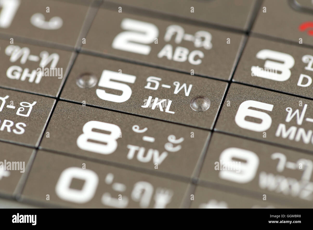 Tastierino di un numero di telefono cellulare per un background design tecnologia. Foto Stock