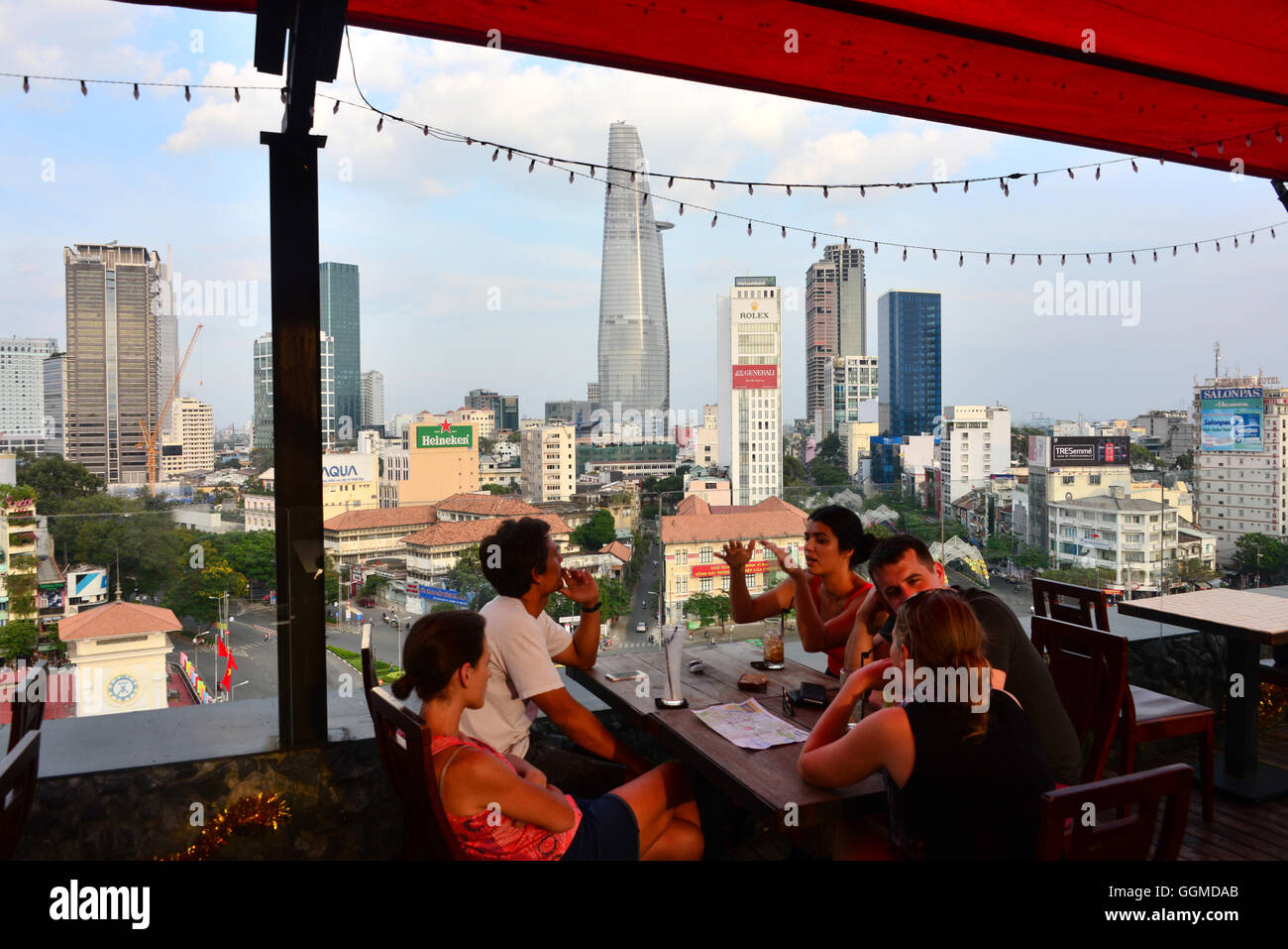 Vista dall'albergo a Bin Tanh mercato verso Saigon Saigon Ho Chi Minh-City, Vietnam Asia Foto Stock