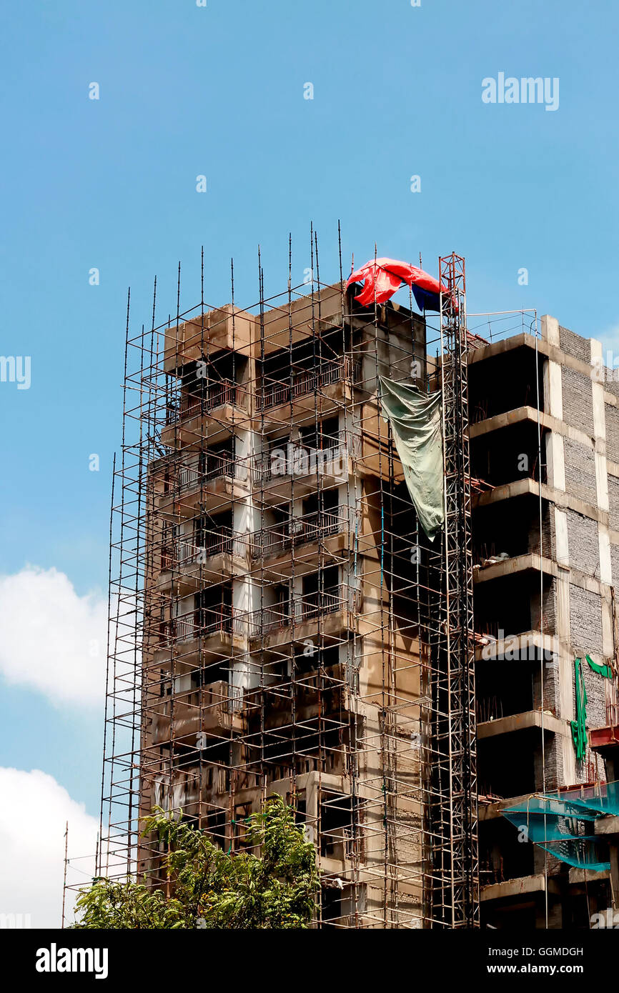 Edificio in costruzione, a Sud di Delhi, India Foto Stock