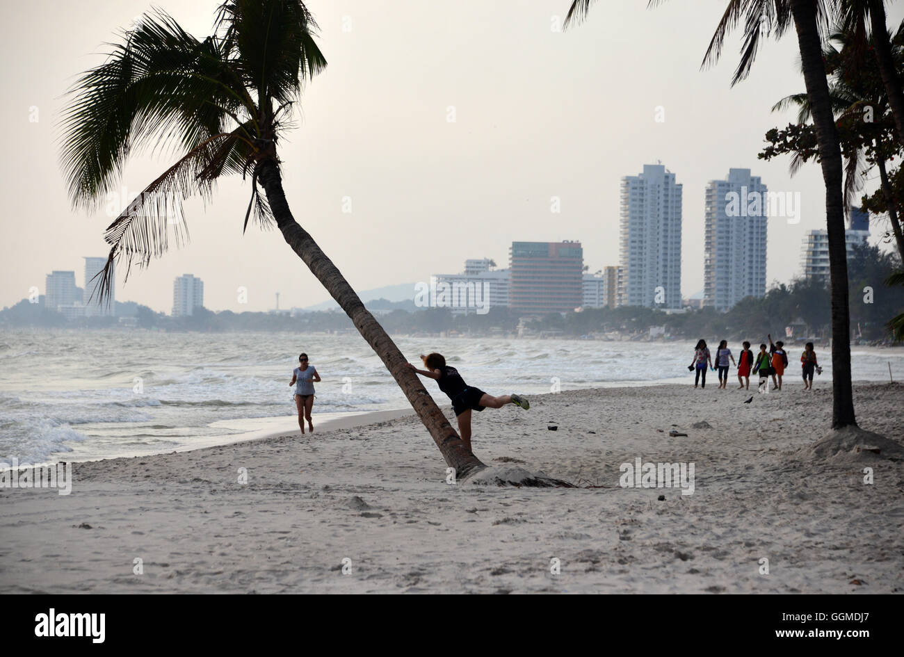 Sulla spiaggia di Hua Hin, centro-thailandia, tailandia Foto Stock