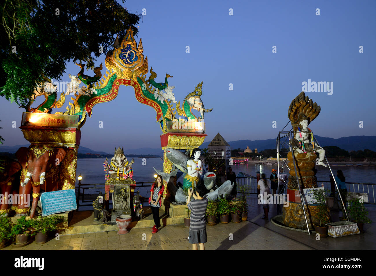 Il monumento di Sop Ruak nel triangolo d'oro, North-Thailand, Thailandia Foto Stock