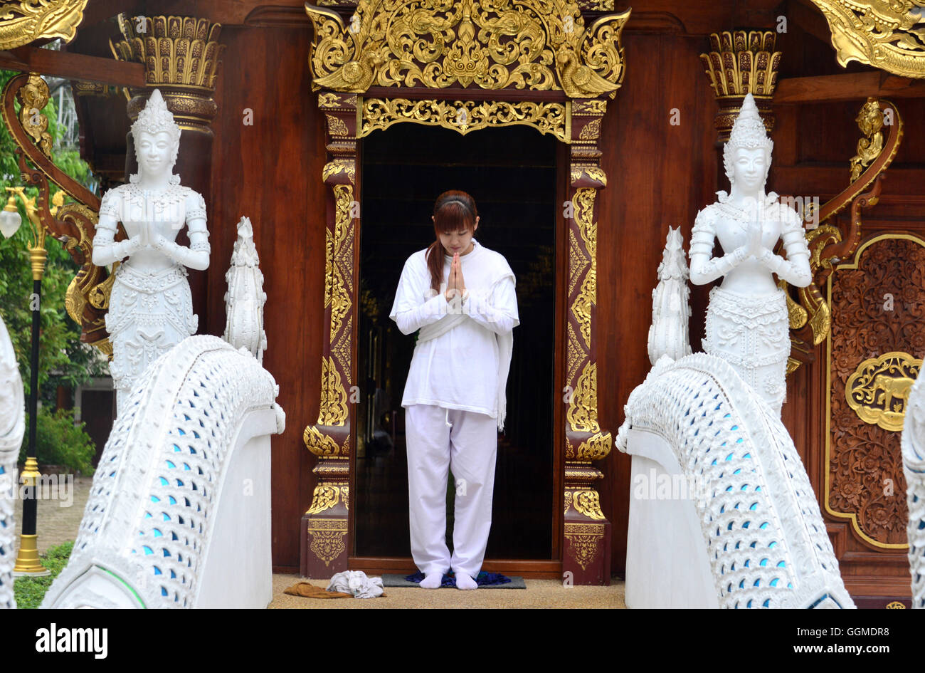 Corso di meditazione in Wat Poeng Ram, Chiang Mai, North-Thailand, Thailandia Foto Stock