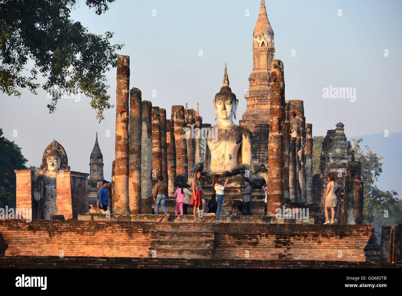 Wat Mahathat, Old-Sukhothai, Thailandia Foto Stock