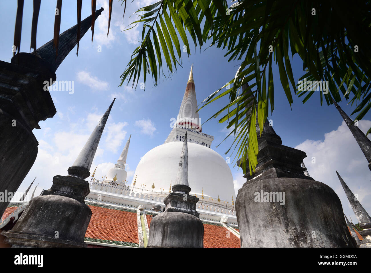 Il Wat Phra Mahathat, Nakhon Si Thammarat, South-Thailand, Thailandia Foto Stock