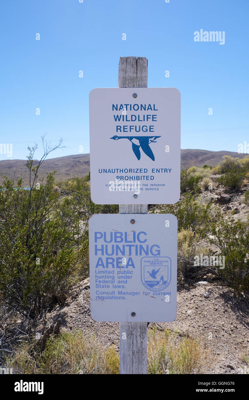 National Wildlife Refuge information board. Stati Uniti d'America Foto Stock