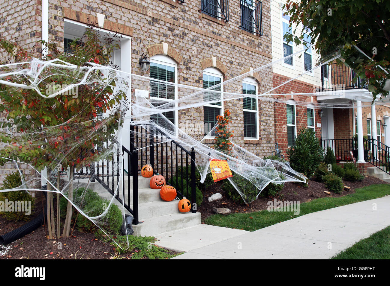 Halloween porta anteriore decorazioni Foto Stock