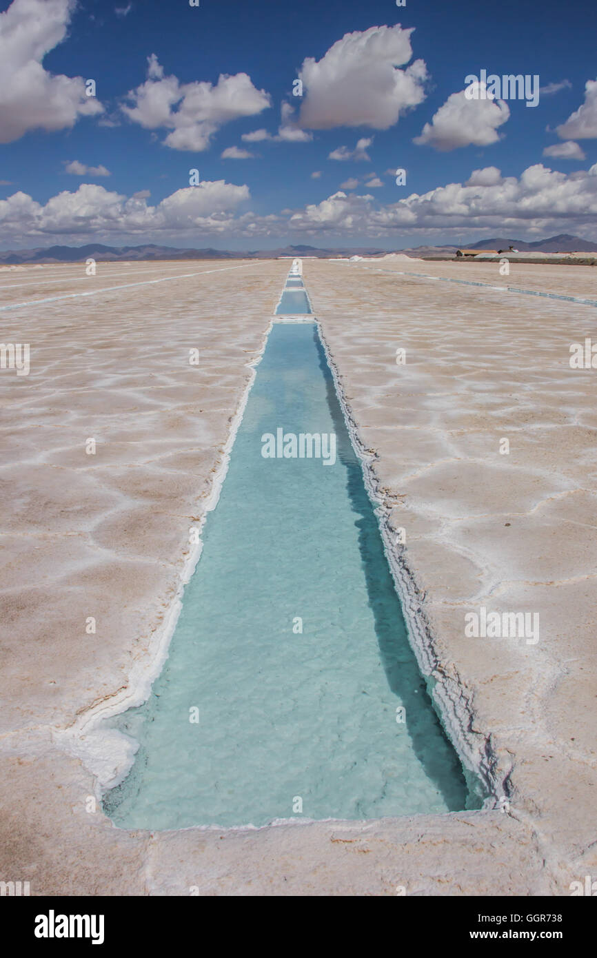 Bacino di sale a Salinas Grandes in Argentina. Foto Stock
