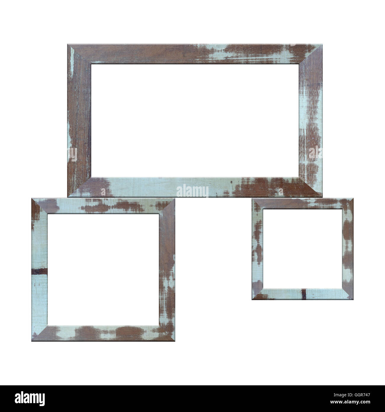 Il vecchio telaio di legno isolato su sfondo bianco. Foto Stock