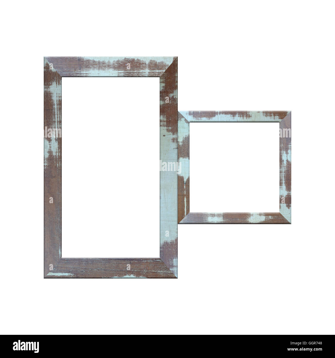 Il vecchio telaio di legno isolato su sfondo bianco. Foto Stock