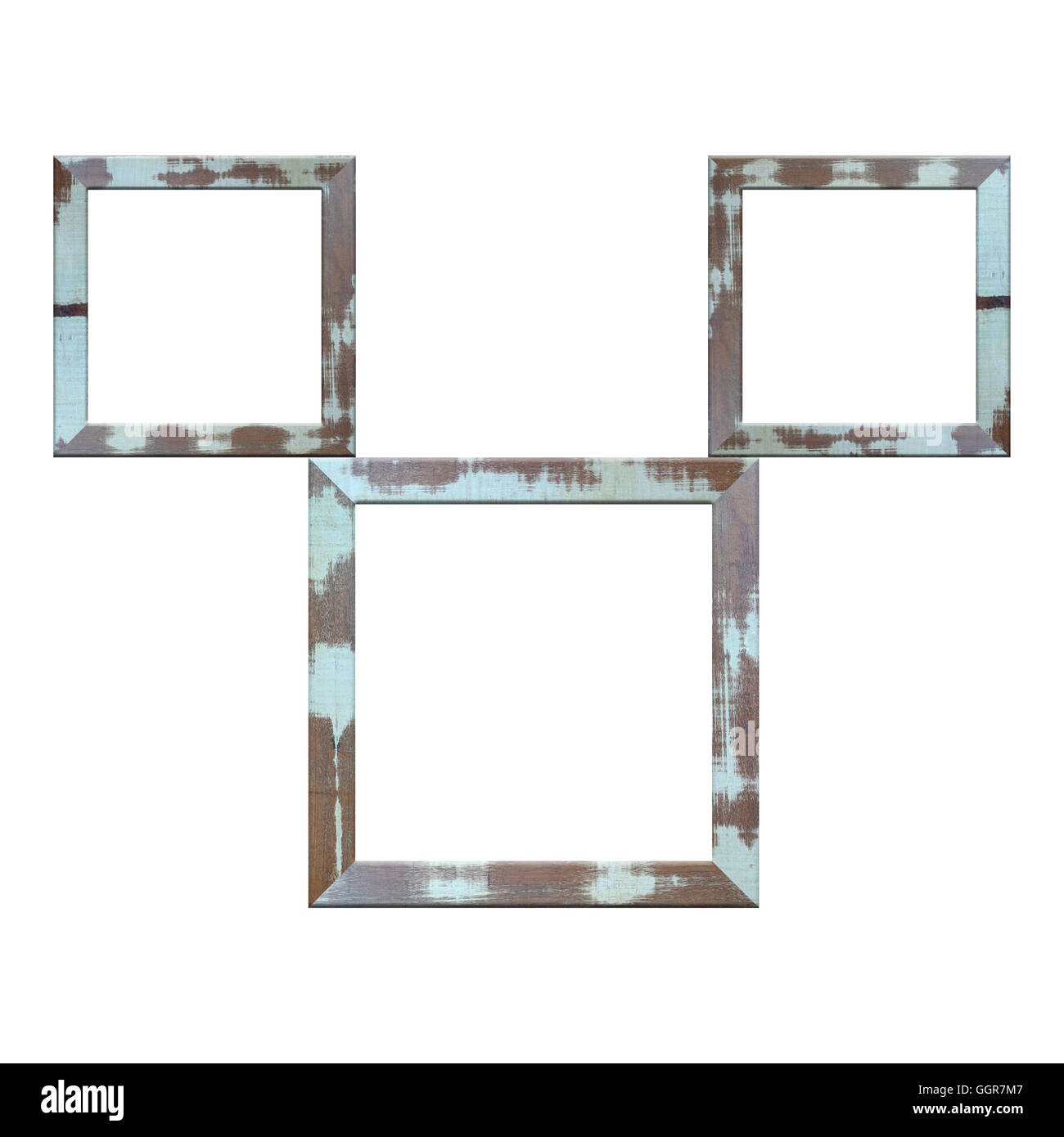 Il vecchio telaio di legno isolato su sfondo bianco. Foto Stock