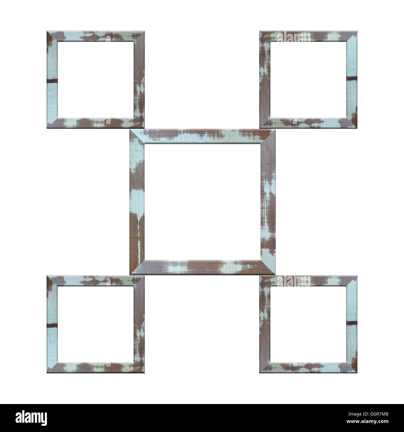 Il vecchio telaio di legno isolato su sfondo bianco. Foto Stock