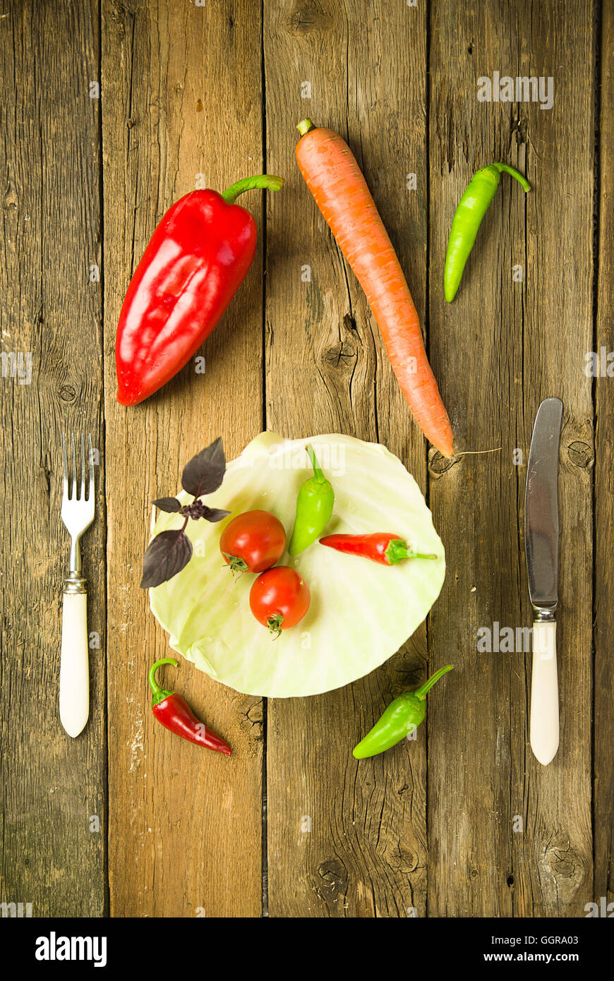 Set di verdure fresche per una dieta sana Foto Stock