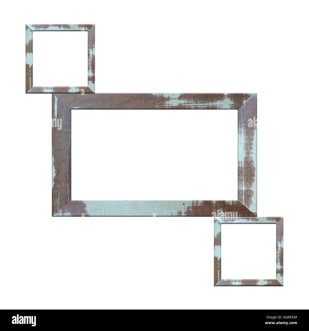 Il vecchio telaio di legno isolato su sfondo bianco. Foto Stock