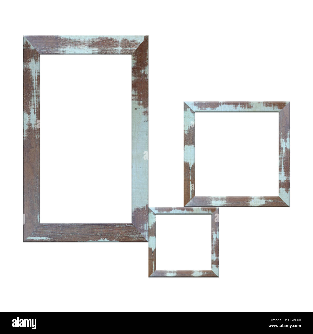 Il vecchio telaio di legno isolato su sfondo bianco. Foto Stock