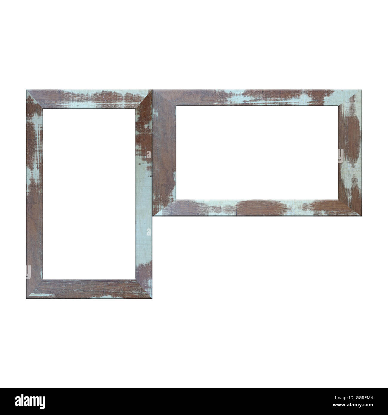 Il vecchio telaio di legno isolato su sfondo bianco. Foto Stock