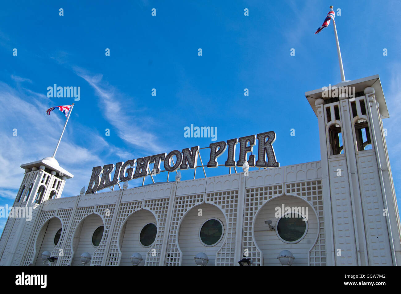 Il Brighton Pier e Brighton, Inghilterra, Regno Unito Foto Stock