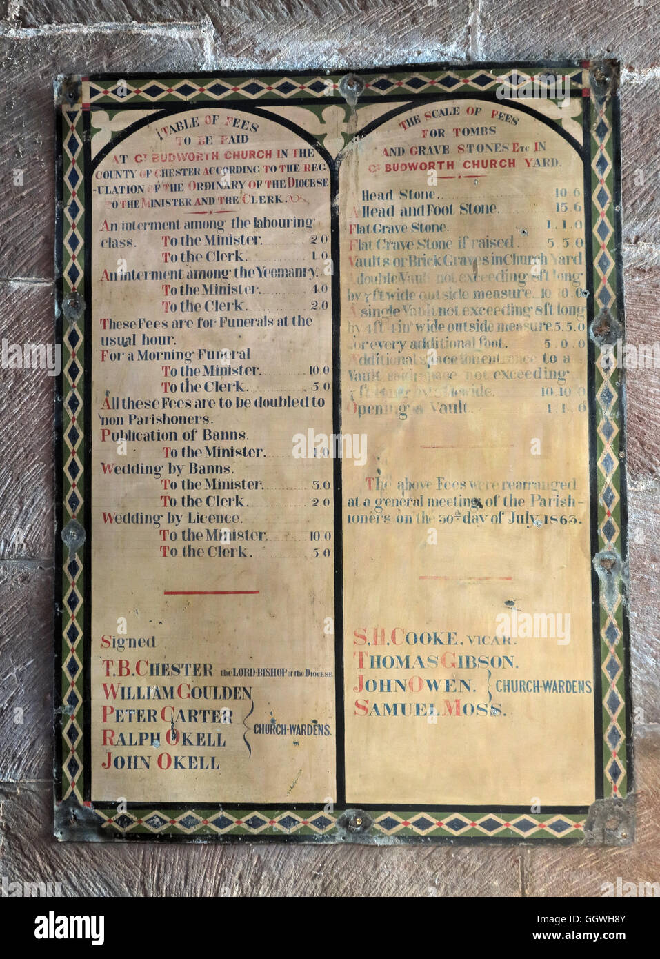 St Marys & Chiesa di Tutti i Santi Gt Budworth interno, Cheshire, Inghilterra,UK - Tasse Foto Stock