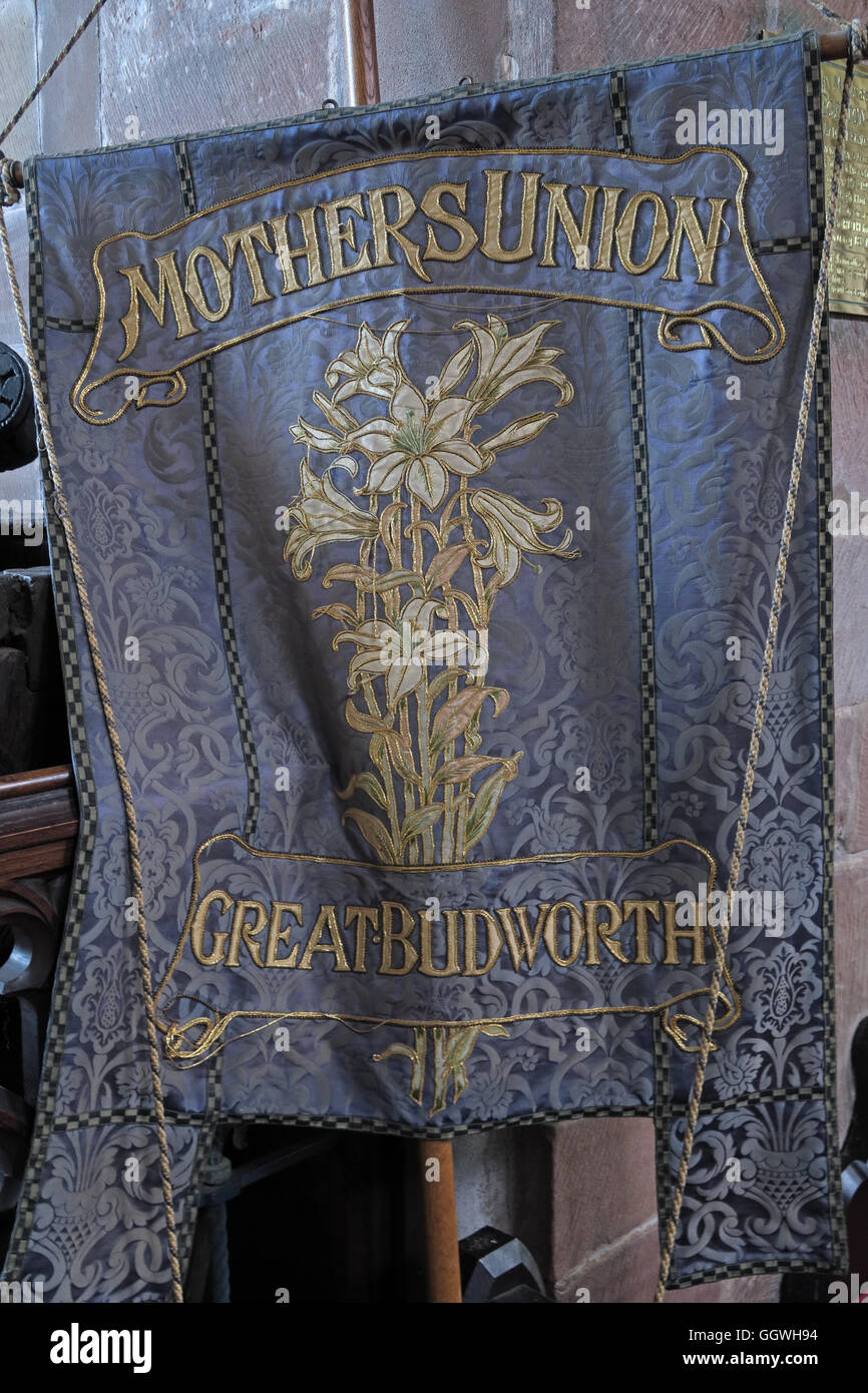 St Marys & Chiesa di Tutti i Santi Gt Budworth interno, Cheshire, Inghilterra,UK - Unione delle madri banner Foto Stock