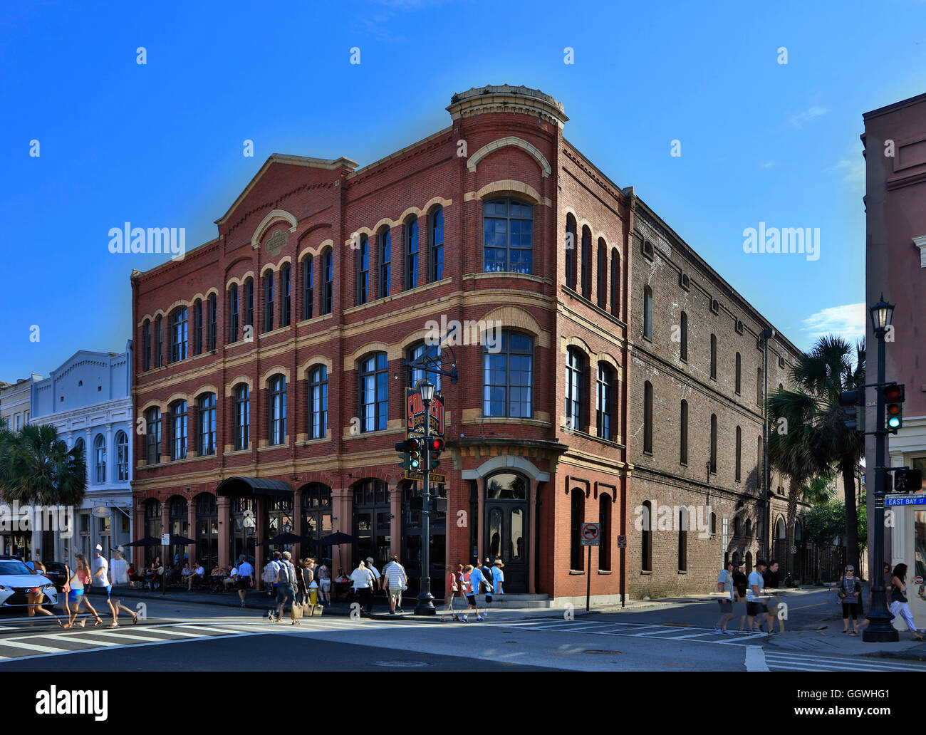 Un vecchio edificio in mattoni nella sezione storico di Charleston, Carolina del Sud Foto Stock