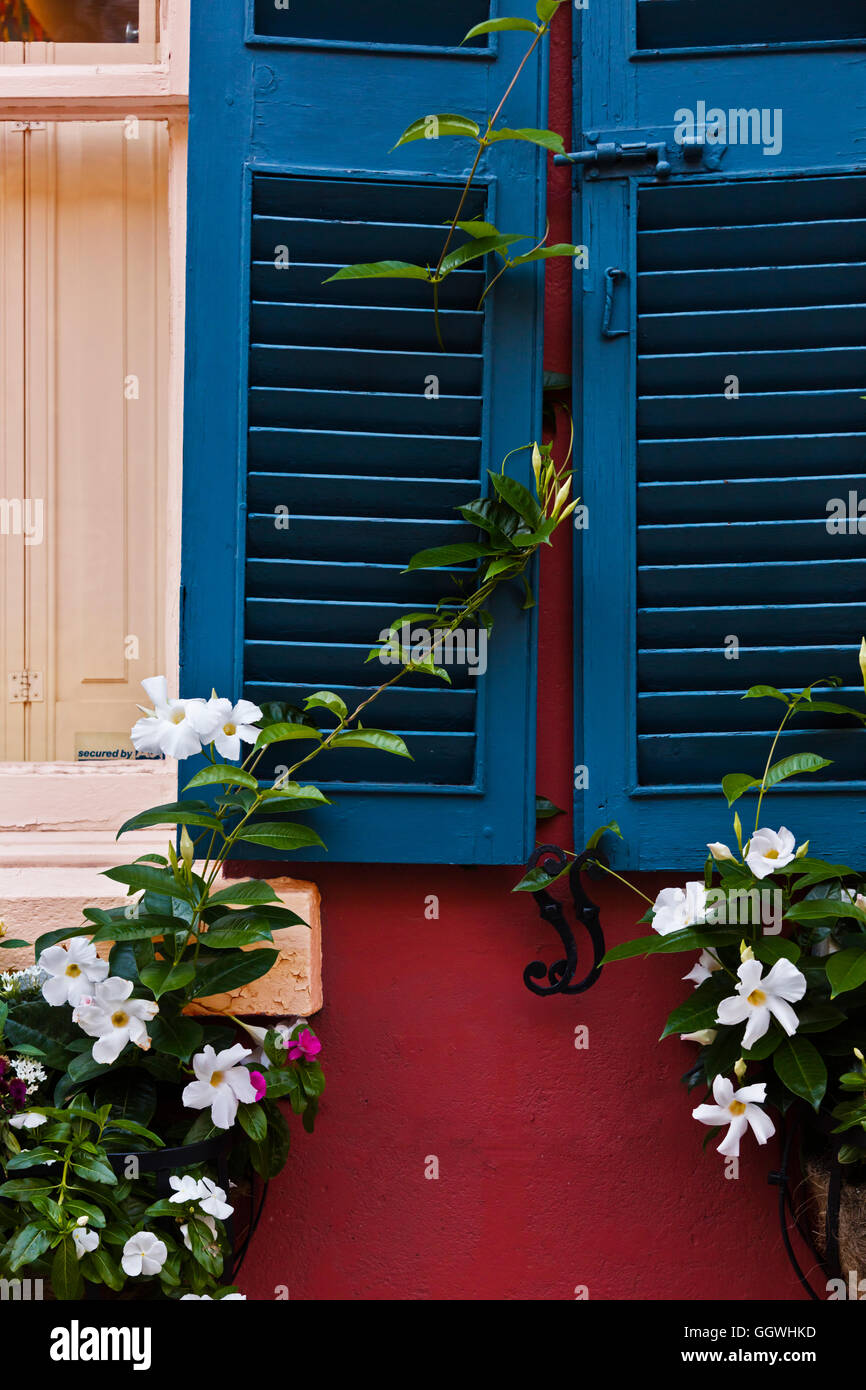 Southern mansion dettaglio nella vecchia sezione storica di Charleston, Carolina del Sud Foto Stock