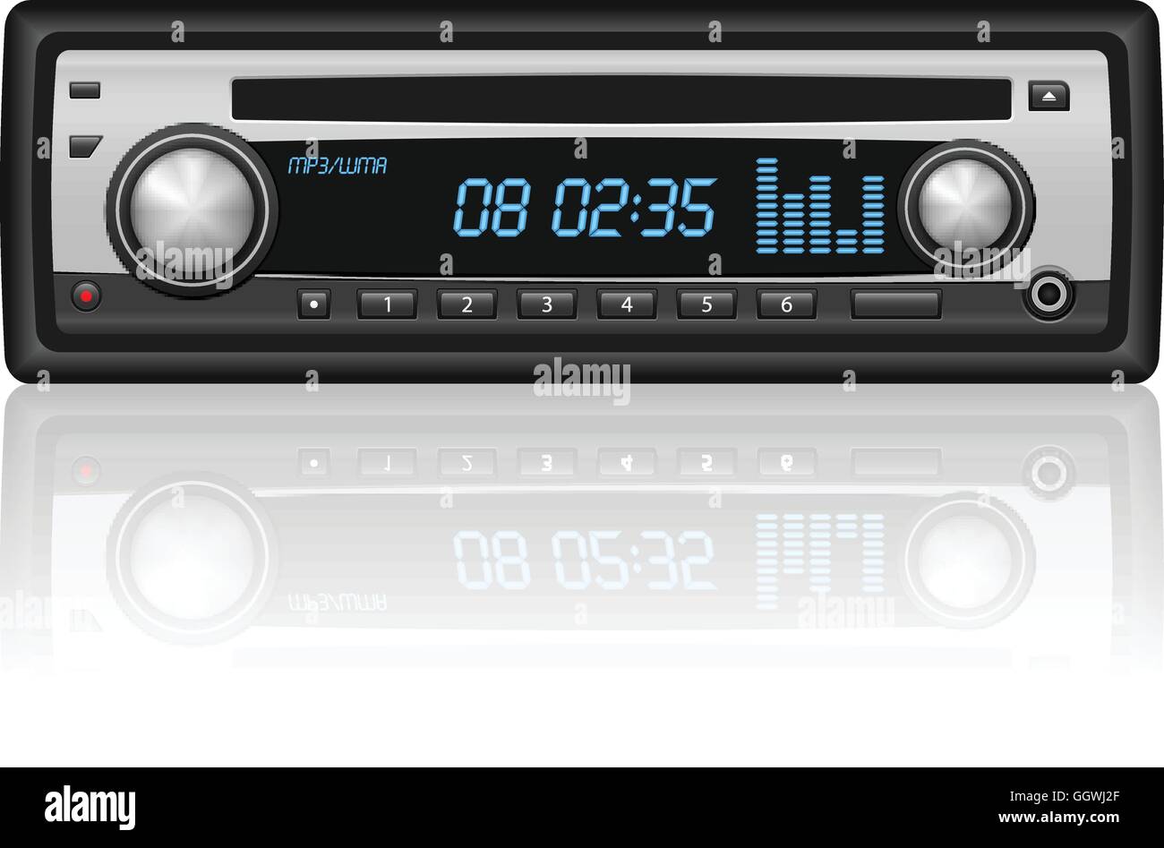 Autoradio su uno sfondo bianco. Illustrazione Vettoriale. Illustrazione Vettoriale