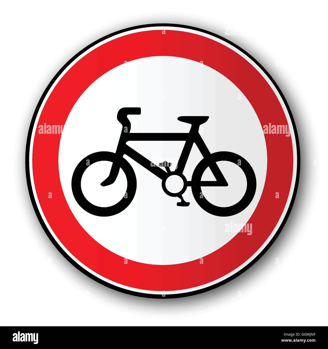Una grande rotonda rossa segno di traffico la visualizzazione di una bicicletta Illustrazione Vettoriale