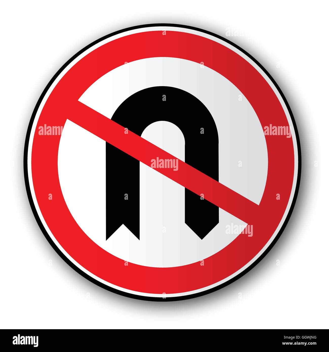Una grande rotonda rossa segno di traffico la visualizzazione del n. U girare il simbolo Illustrazione Vettoriale