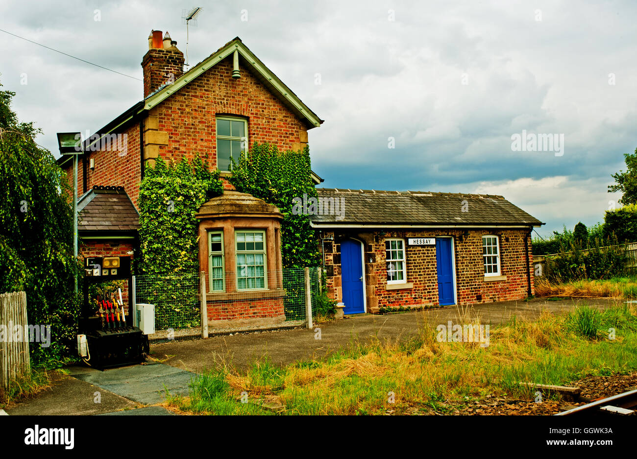 Dissused stazione Ferroviaria a Hessay nello Yorkshire Foto Stock