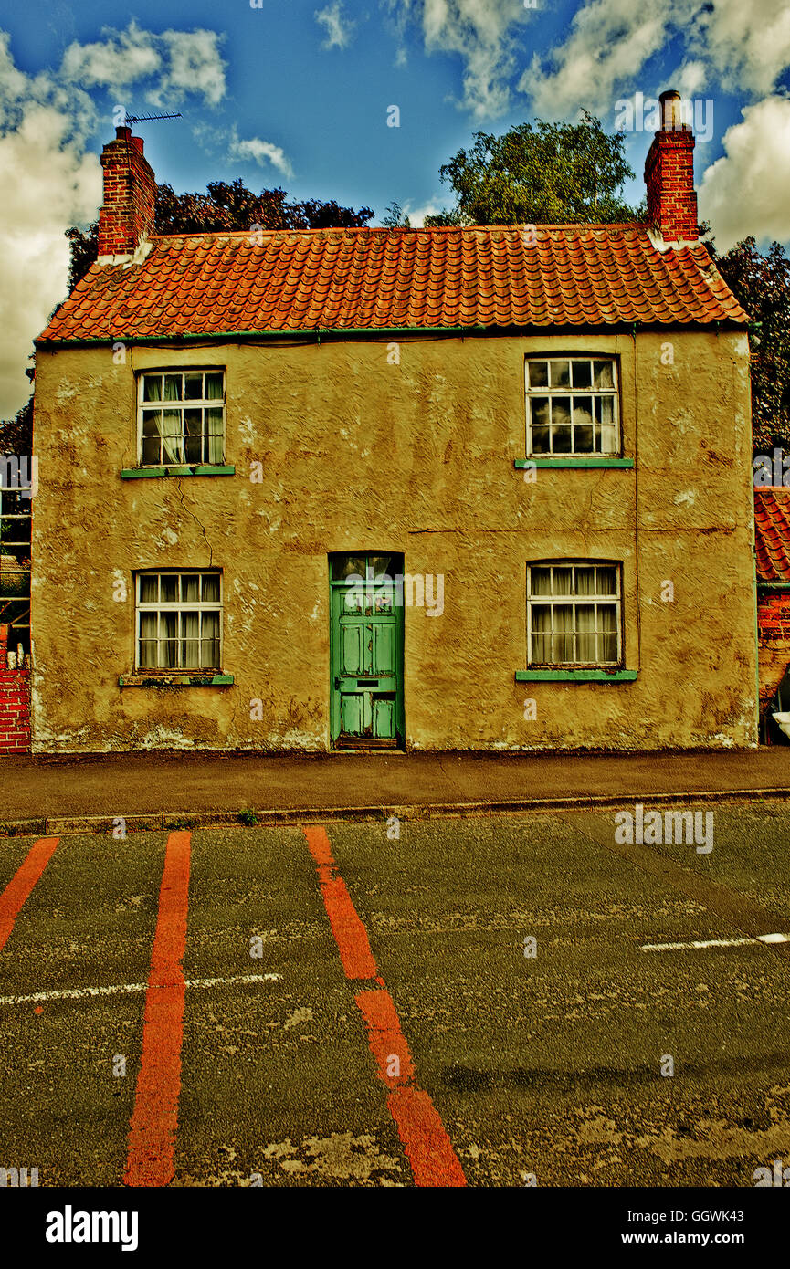 Scorrere verso il basso edificio, Long Marston, Yorkshire Foto Stock
