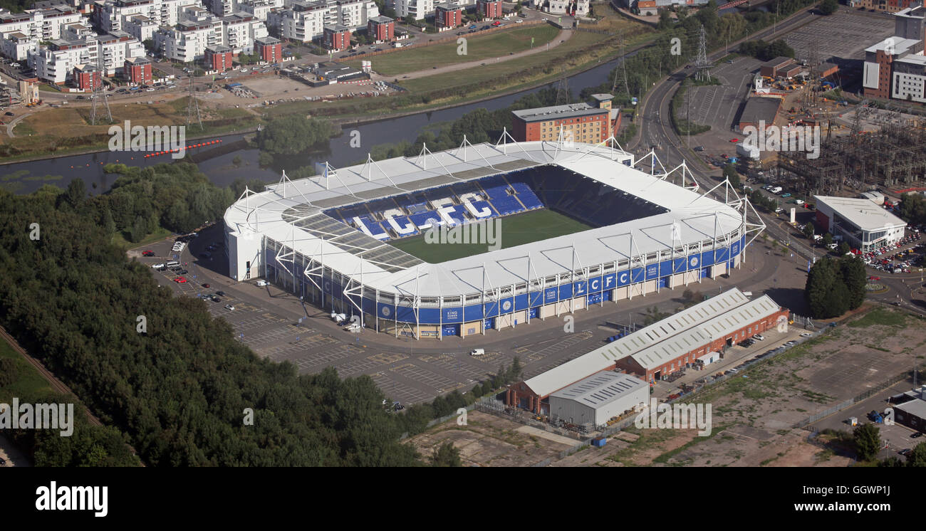 Vista aerea del Leicester City King Power Stadium il campo di calcio Foto Stock