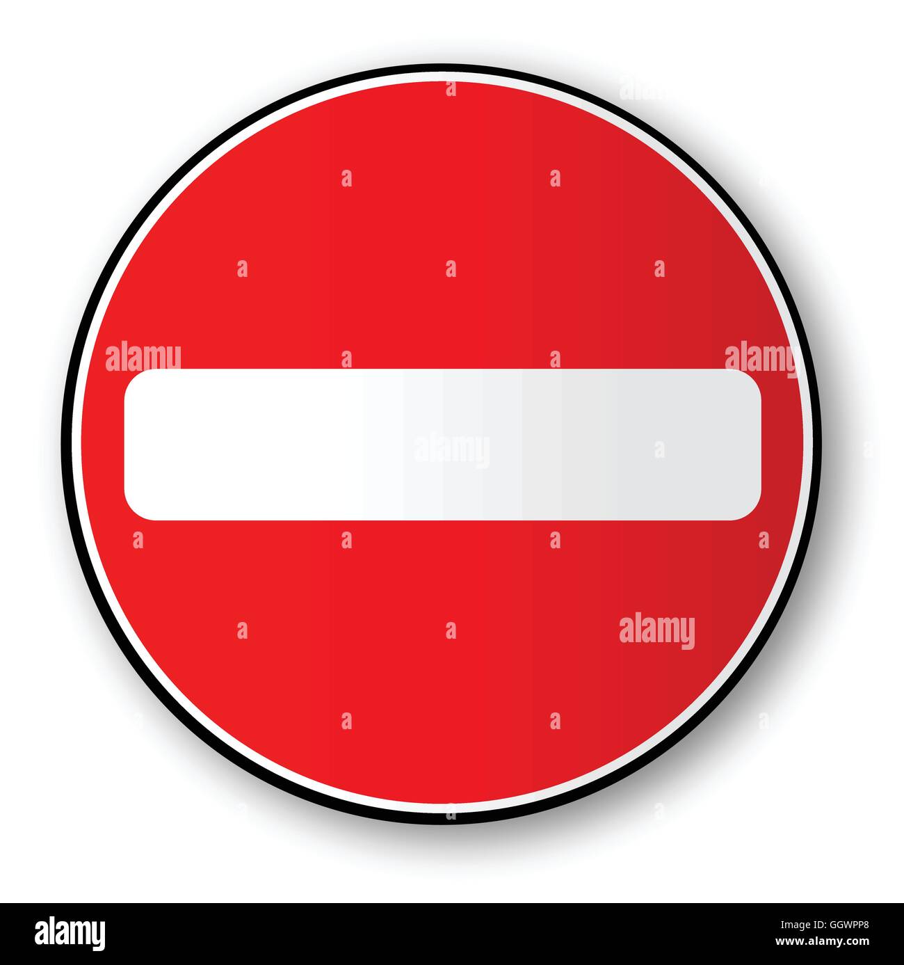 Una grande rotonda traffico rosso Segnale di divieto di accesso Illustrazione Vettoriale