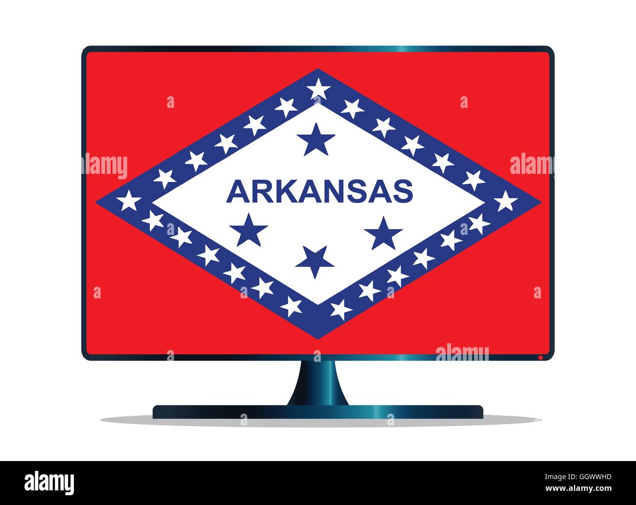 Un TV o sullo schermo del computer con l'Arkansas flag di stato Illustrazione Vettoriale