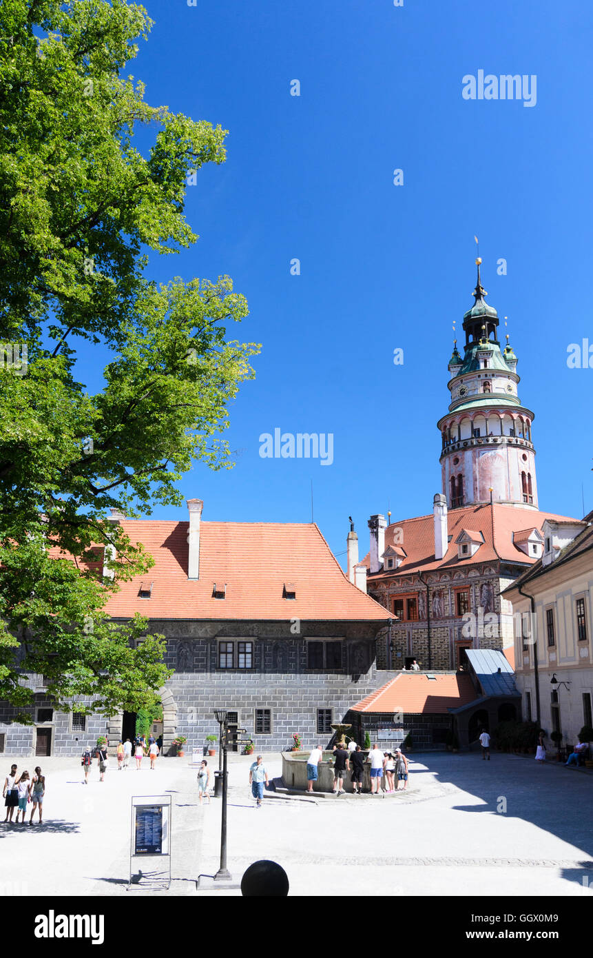 Ceský Krumlov (Böhmisch Krumau): cortile del castello, Ceco, Jihocesky, Südböhmen, Boemia del Sud, Foto Stock