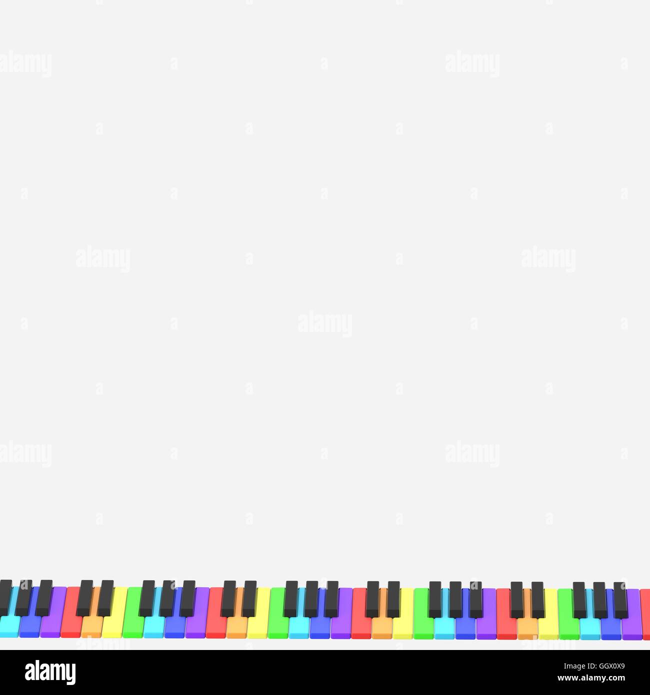 Isolato tastiera di pianoforte nei colori dell'arcobaleno Foto Stock