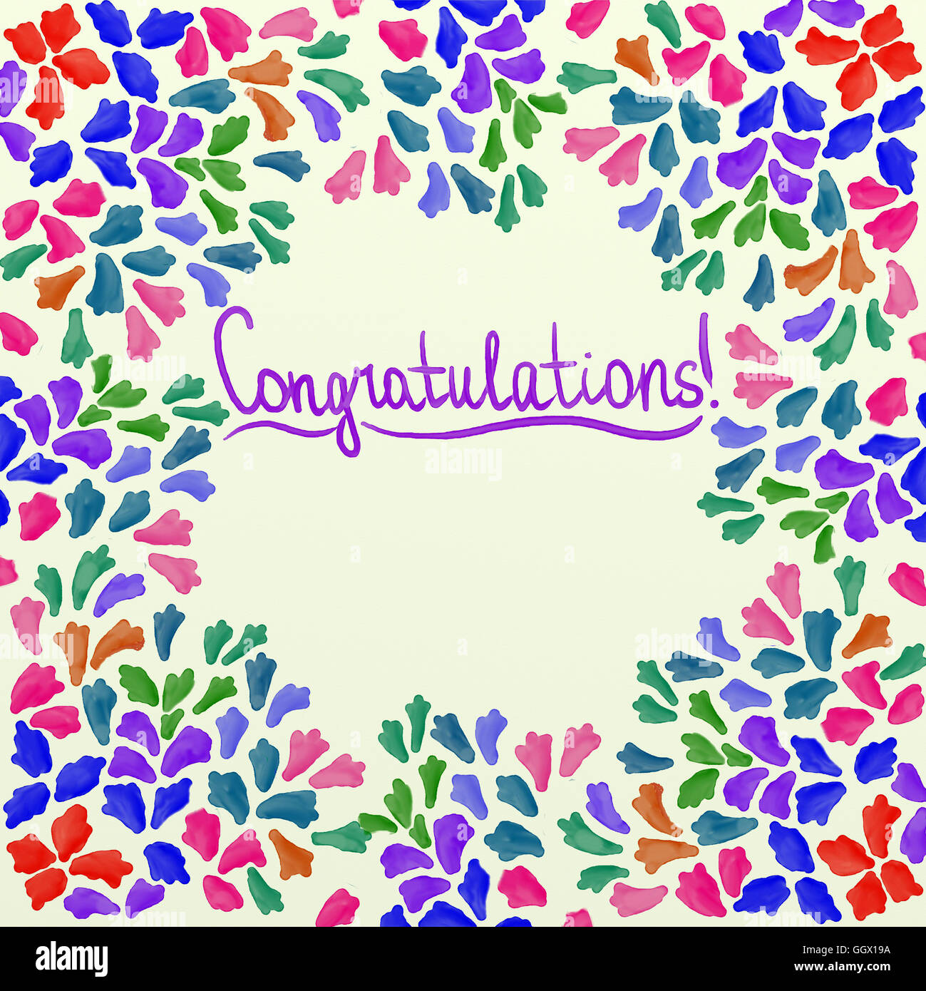 Acquerello luminoso design realizzati a mano in colori vividi Foto Stock