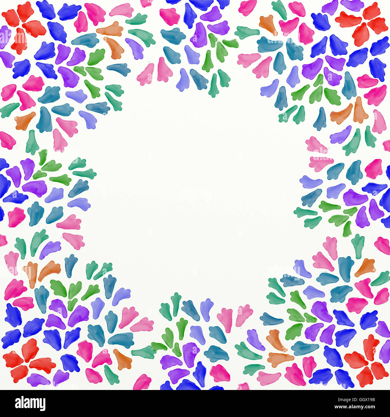 Acquerello luminoso design realizzati a mano in colori vividi Foto Stock