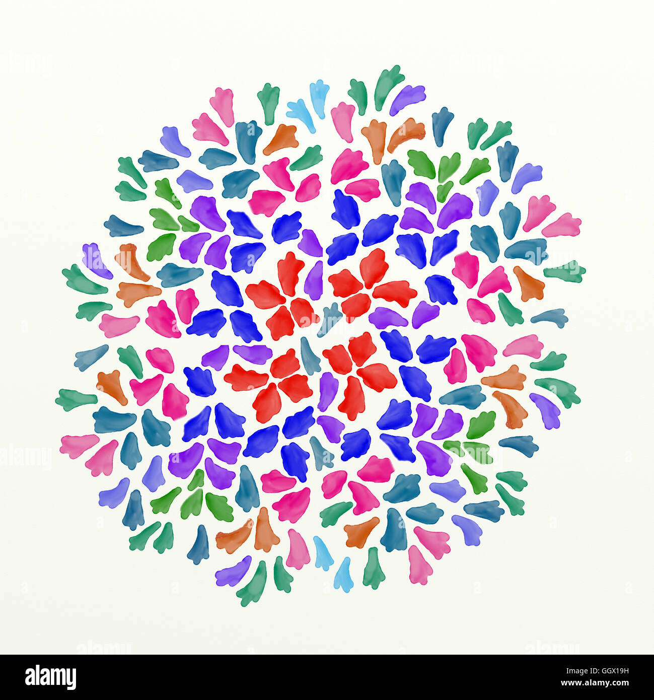 Acquerello luminoso design realizzati a mano in colori vividi Foto Stock