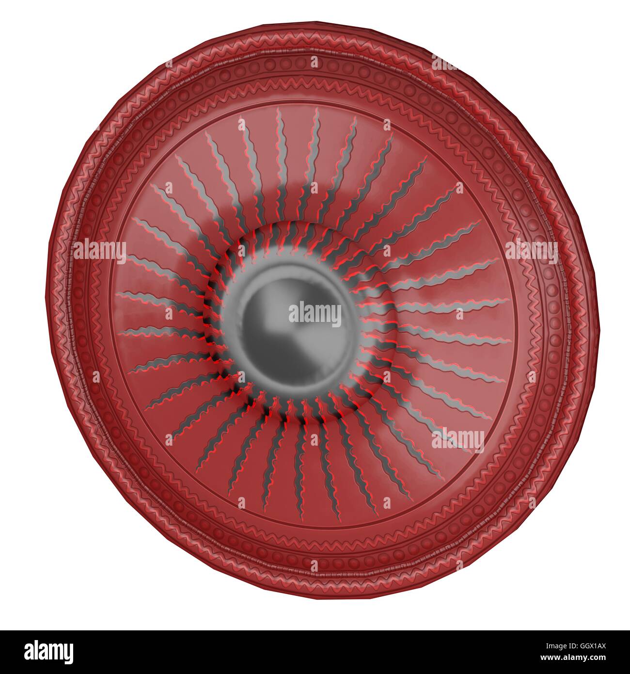 Scudo rotondo con sun immagine 3D render Foto Stock