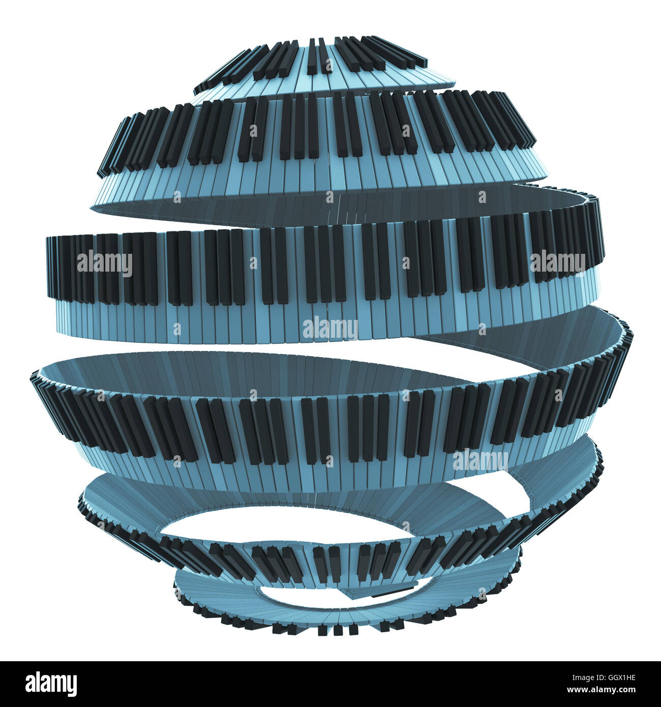 Di forma sferica piano design della tastiera di rendering 3D Foto Stock Di forma sferica piano design della tastiera di rendering 3D Foto Stock