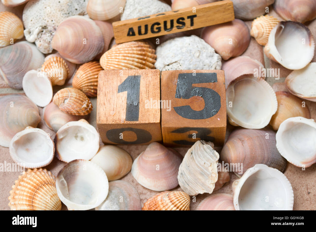 Estate mare spiagge e vacanze al 15 di agosto Foto Stock