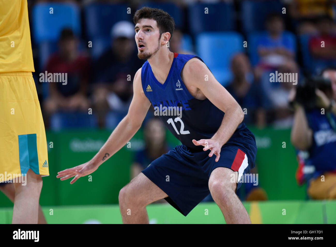 Rio de Janeiro, Brasile. 06 Ago, 2016. Francia contro l'Australia, Turno preliminare della partita del Rio 2016 Giochi Olimpici alla Carioca Arena 1, Rio de Janeiro, Brasile, 6 agosto 2016. Nando de colo (Francia) © Azione Sport Plus/Alamy Live News Foto Stock