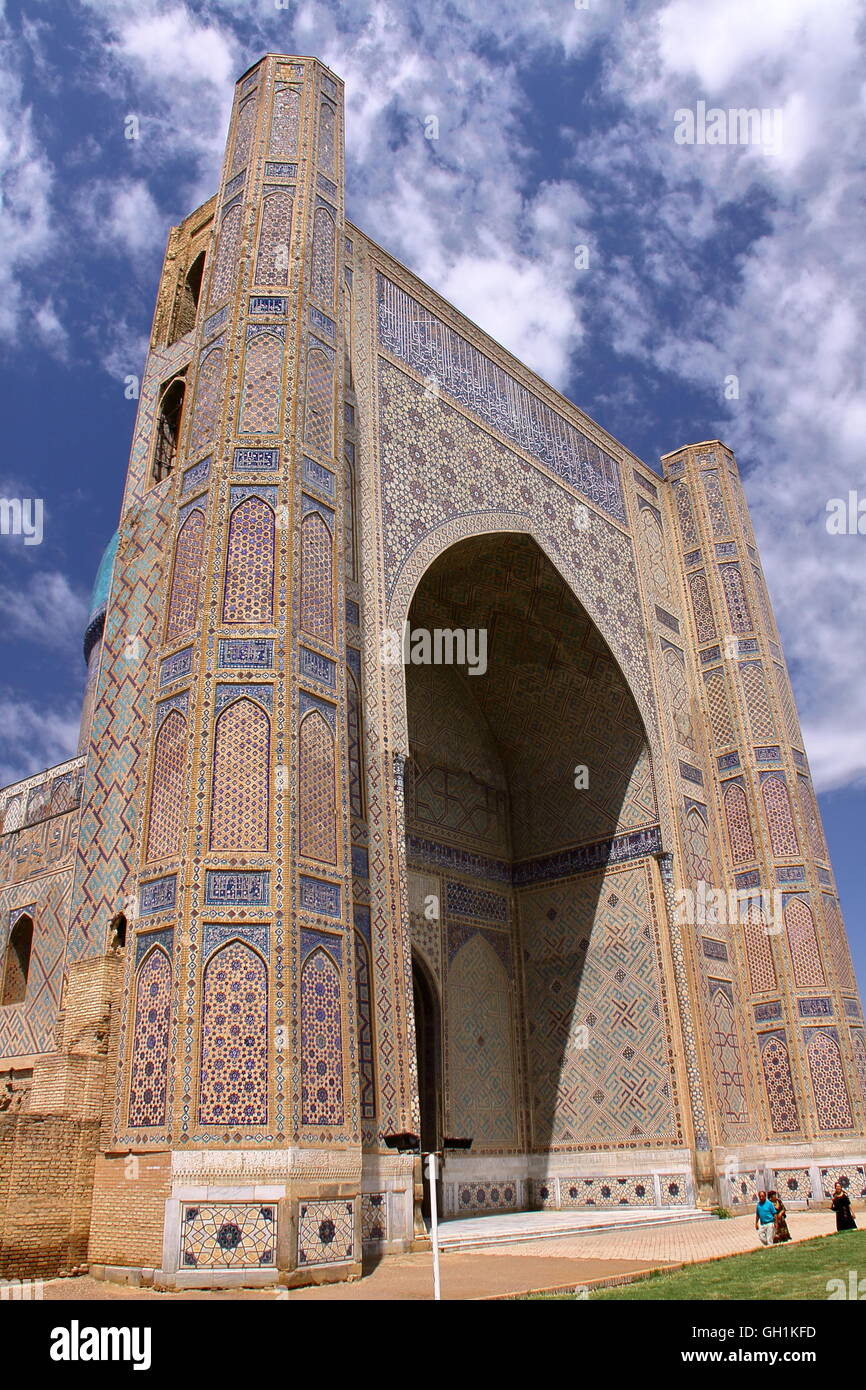 Bibi Khanum moschea di Samarcanda, Uzbekistan Foto Stock