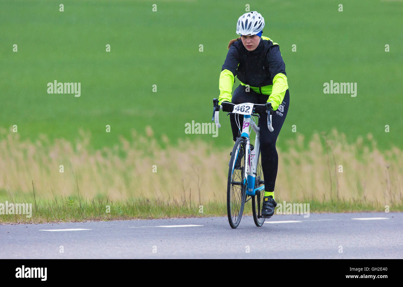 TROSA SVEZIA, 15 maggio 2016. Partecipante in una minore bike race sia per professionisti e dilettanti. Foto Stock