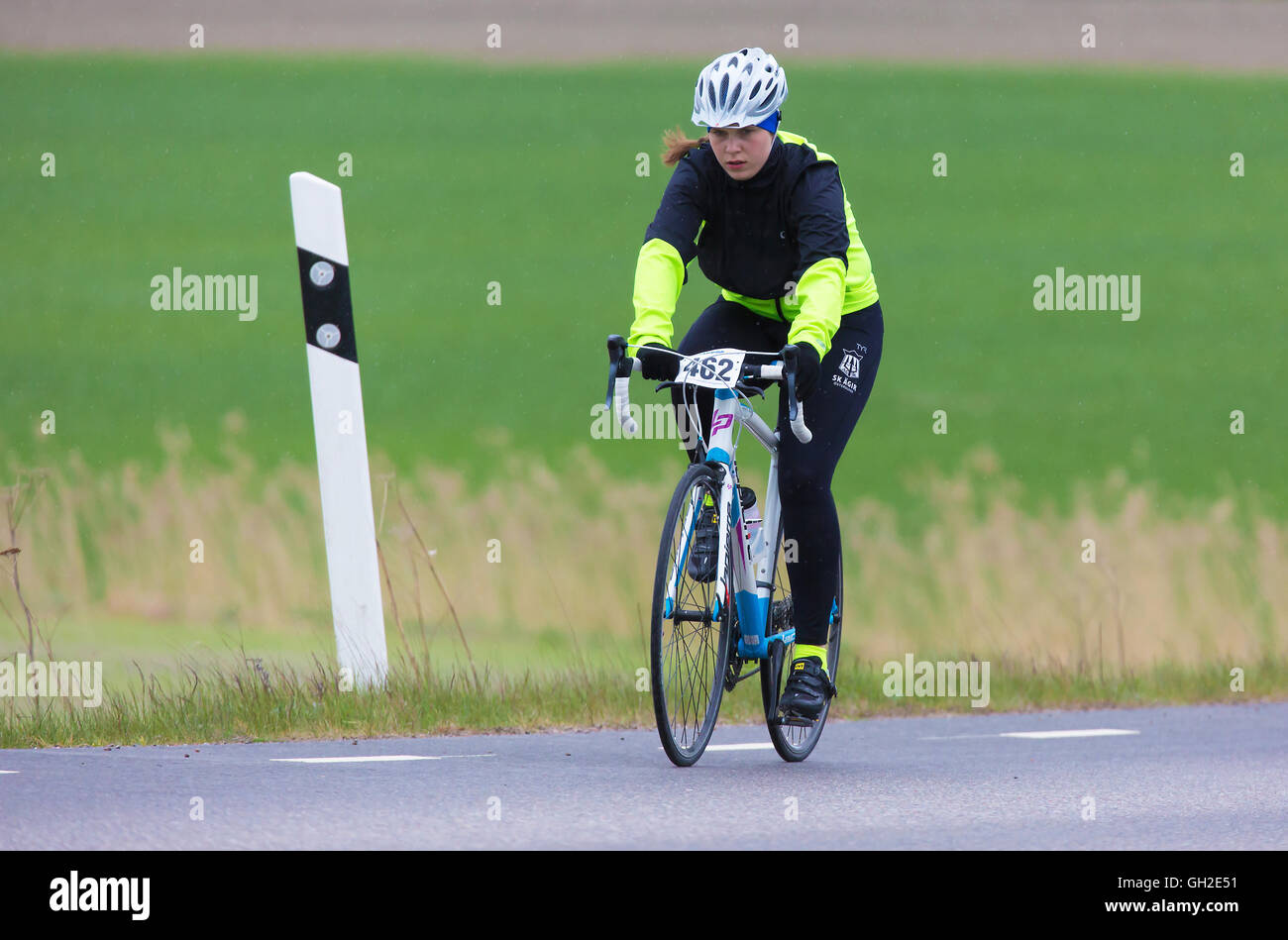 TROSA SVEZIA, 15 maggio 2016. Partecipante in una minore bike race sia per professionisti e dilettanti. Foto Stock