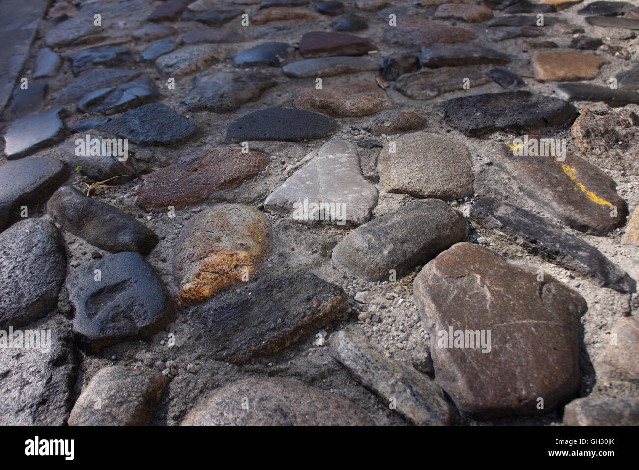 Xviii c. la zavorra delle navi a spianare le strade di Savannah riverfront. Foto Stock